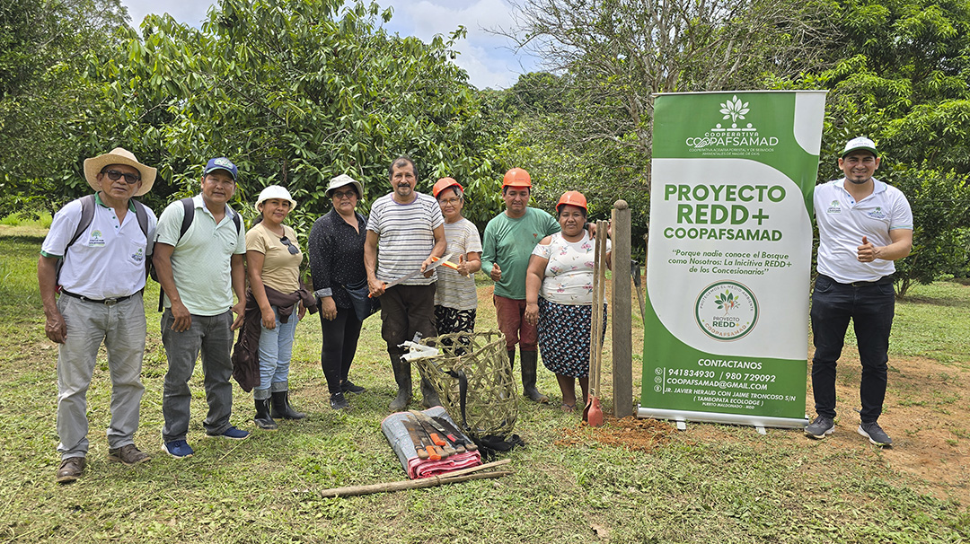 Socios castañeros de la COOPAFSAMAD beneficiarios del programa Bosques, reciben incentivos económicos no retornables para mejorar su trabajo